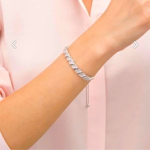 1/2 CT. T.W. Diamond Wave Bolo Bracelet in Sterling Silver - 9.5"